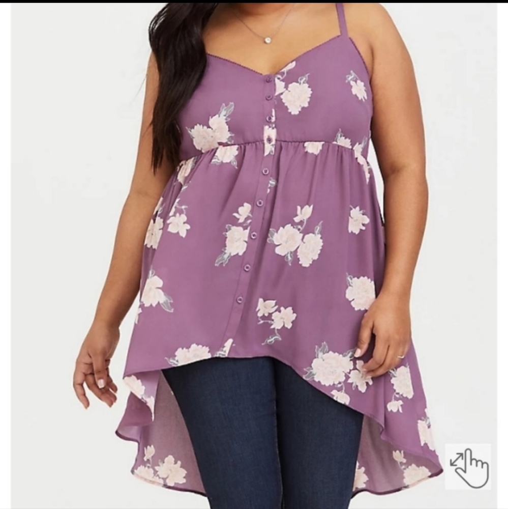 PLUS Lexie-Purple Floral Georgette Babydoll